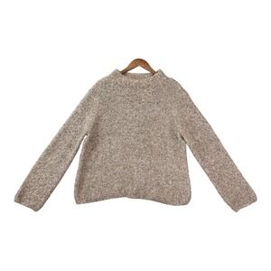 Sundance Womens Mock Neck Sweater L Beige Marled Cozy Plush Neutral Minimalist